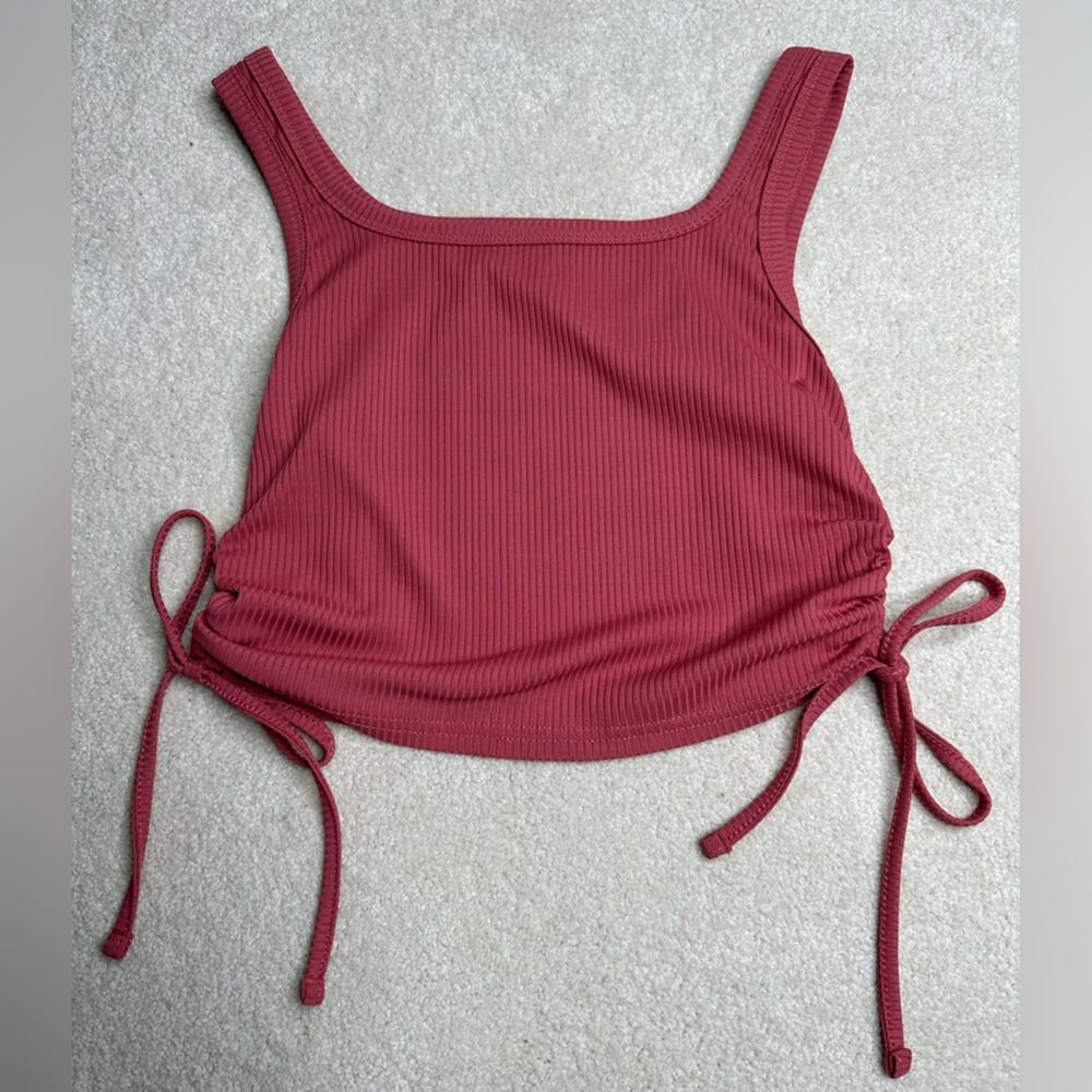 SHEIN Pink Sleeveless Ruched Crop Tank Top